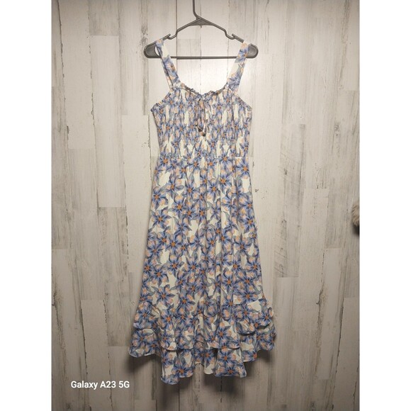 Grace Karin Smocked Floral Midi Dress Large NWT Resort Vacation Romantic - Picture 1 of 10